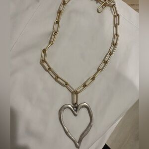 Stylish Gold and Silver Heart Necklace
